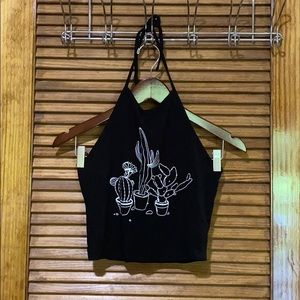 Black cactus halter top